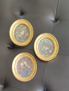 Gold Oval Floral Wall Art Set - Vintage-Style Home Accents